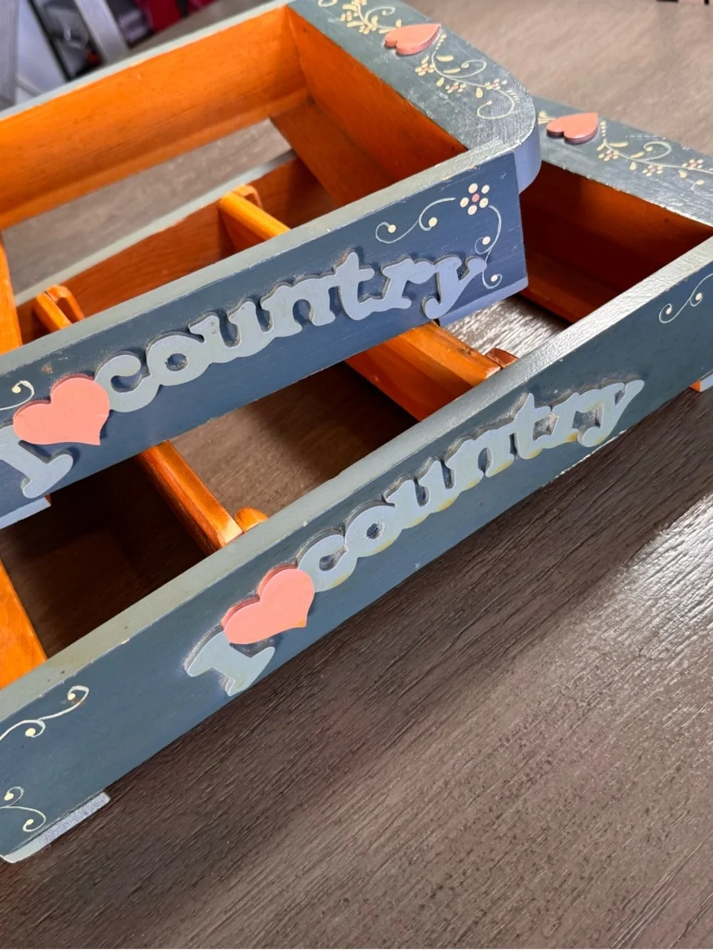 Vintage Hand Painted Heart Small Trinket Shelves BOTH Set Of 2